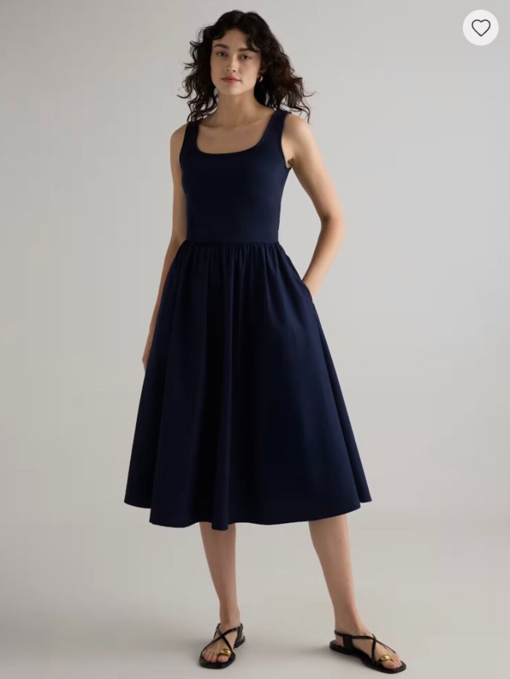 Quince Navy Cotton Mixed Media Tank Dress Size L